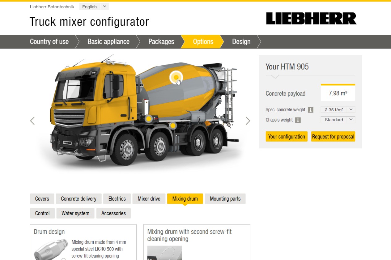 Конфигуратор автобетоносмесителей | Liebherr