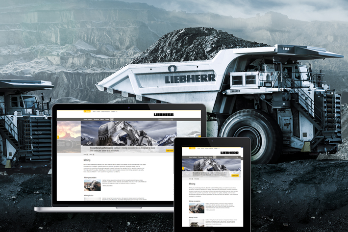  Product areas of Liebherr mining equipment with a new look at liebherr.com. 